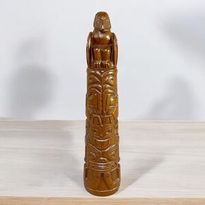 Red Mill 1990 Totem Pole Handcrafted Pecan Resin Wood 9” Tiki Statue Figure VTG